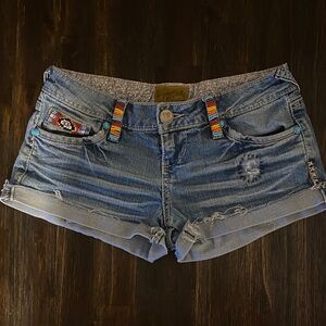 Stylish Blue Jean Shorts with Colorful Accents